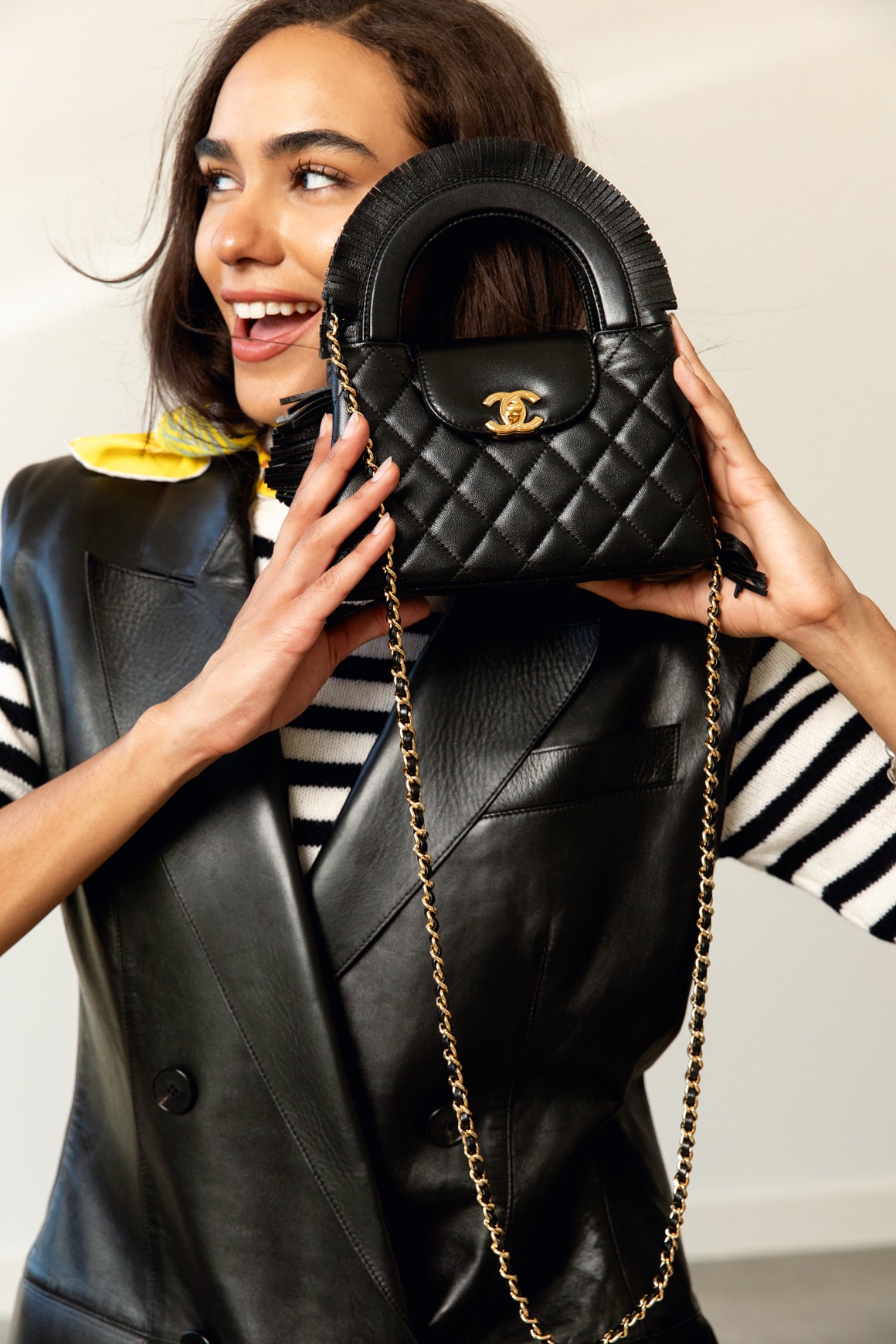 CHANEL 2026 Black Fringe Kelly Mini Shopping Bag