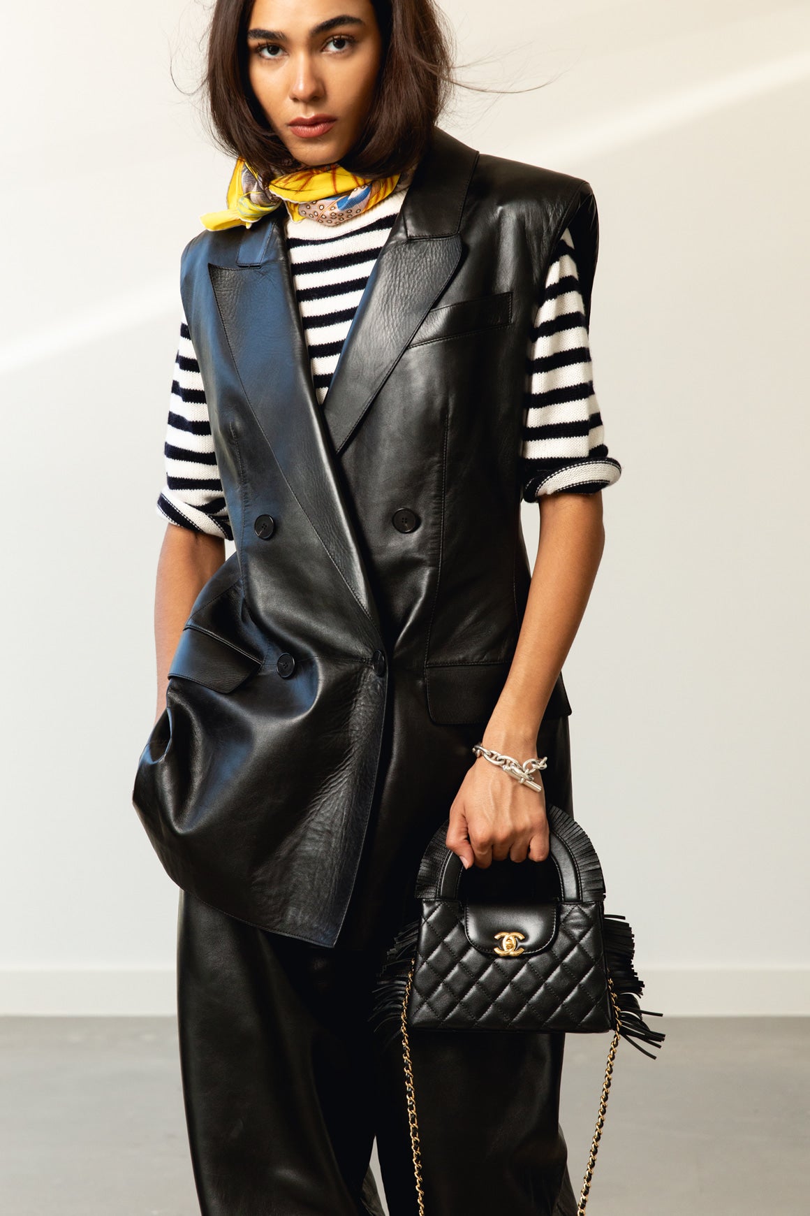 CHANEL 2026 Black Fringe Kelly Mini Shopping Bag