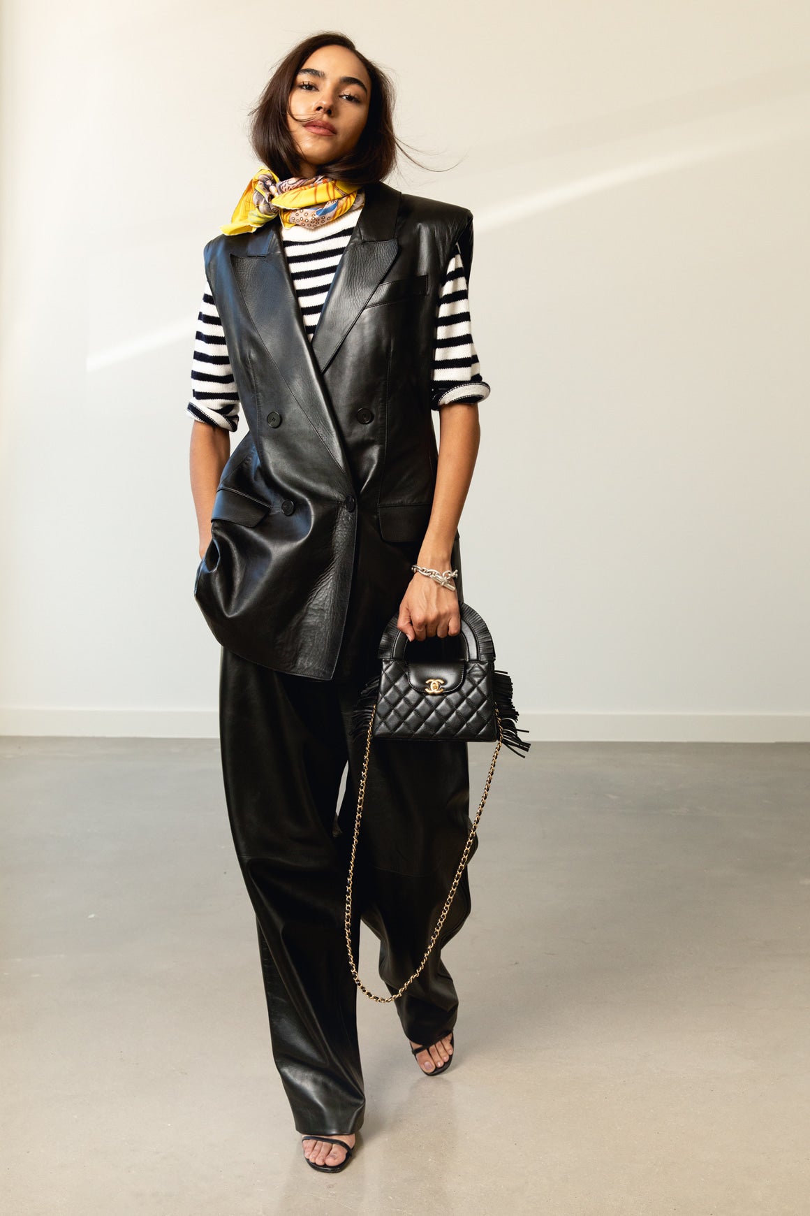 GIVENCHY Black Leather Vest & Trousers (Sz. 42/40)