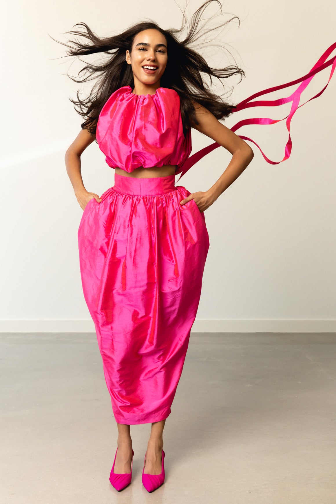CHRISTOPHER JOHN RODGERS Pink Bubble Top & Skirt (Sz. 2)