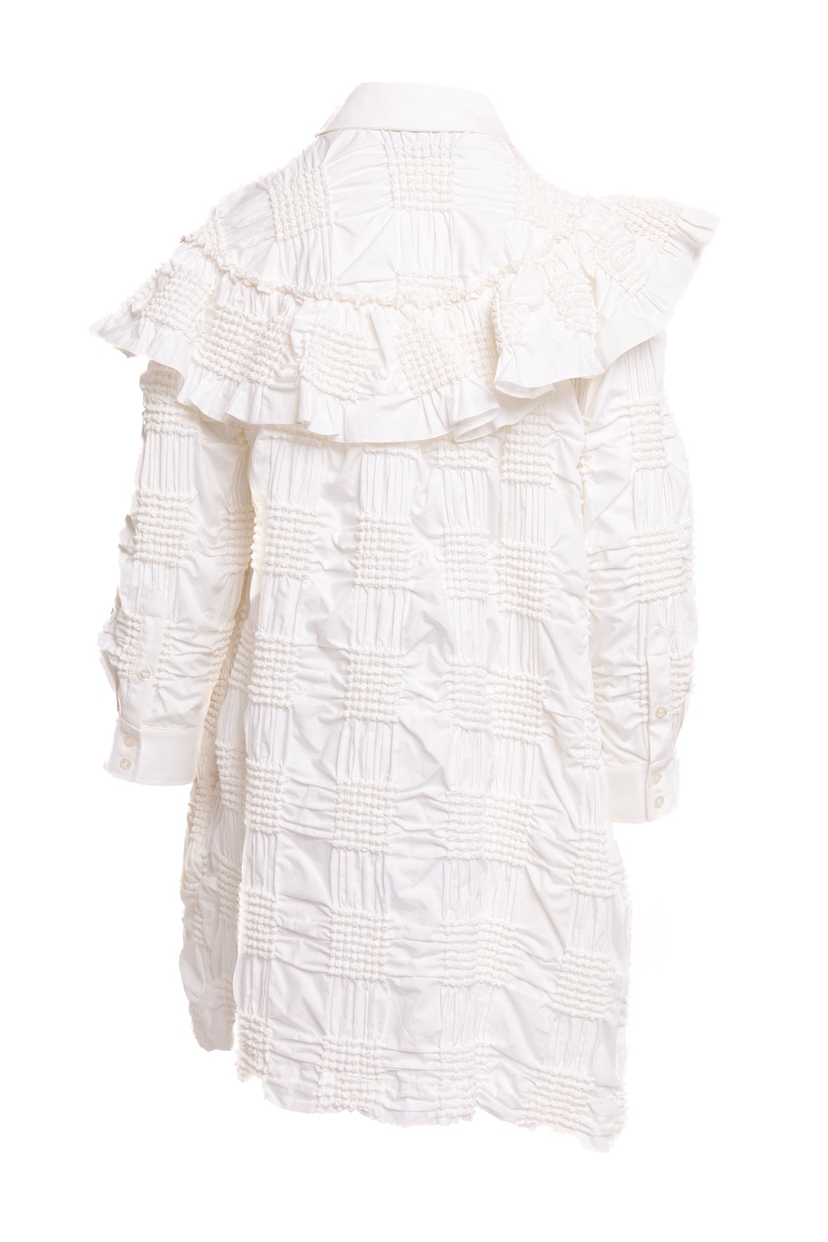 SIMONE ROCHA White Smocked Long Sleeve Mini Dress (Sz. S)