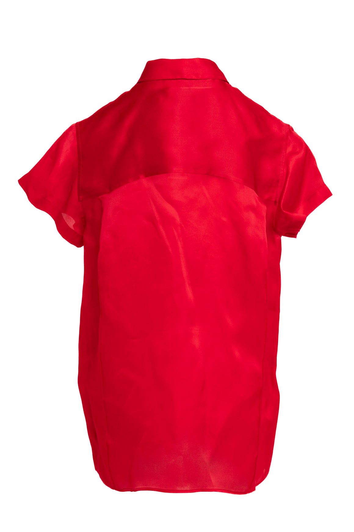 KHAITE Cherry Red Sheer Organza Button Down (Sz. M)