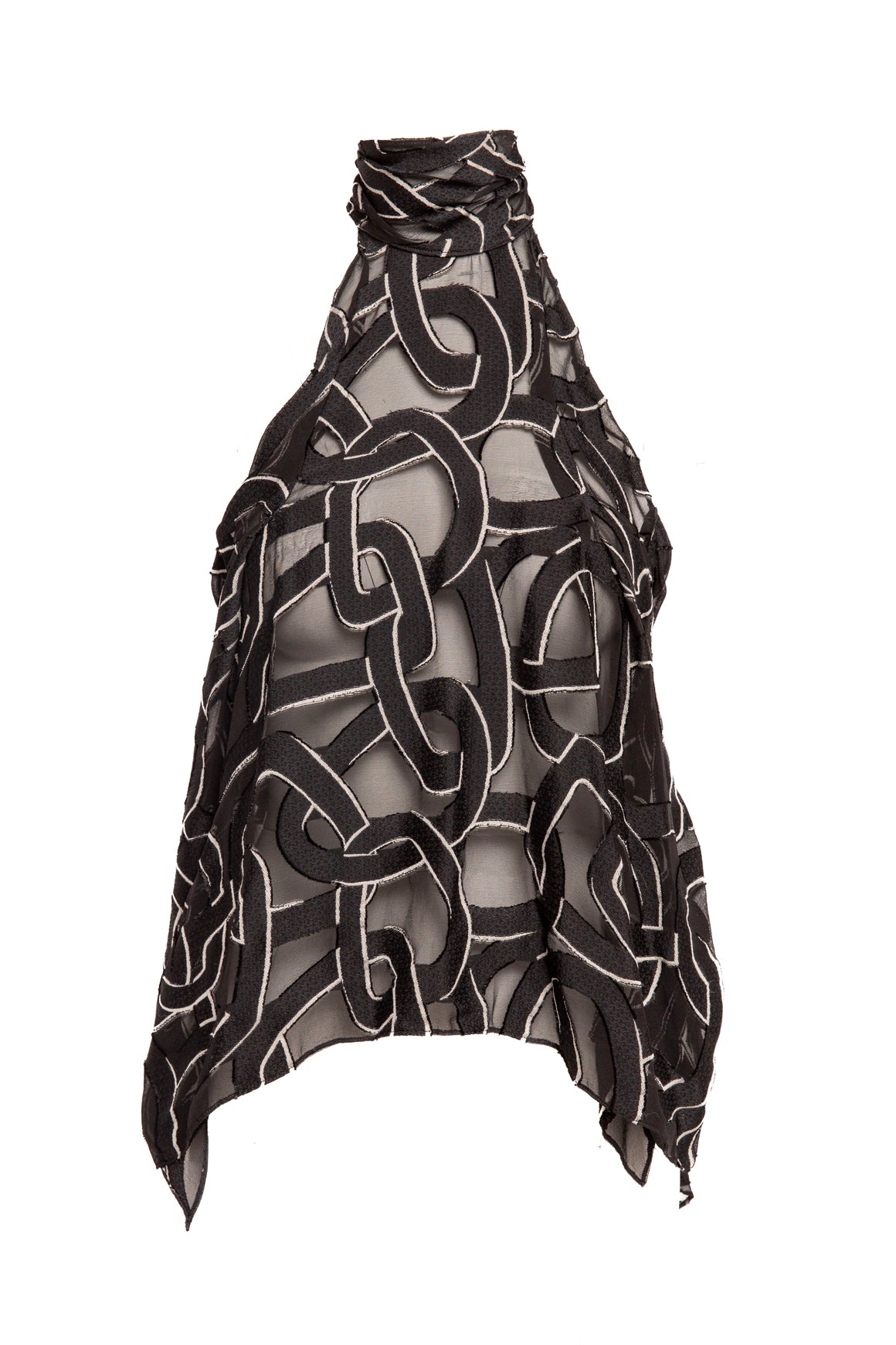 MATICEVSKI Black & White "Urchin" Halter Blouse (Sz. S)