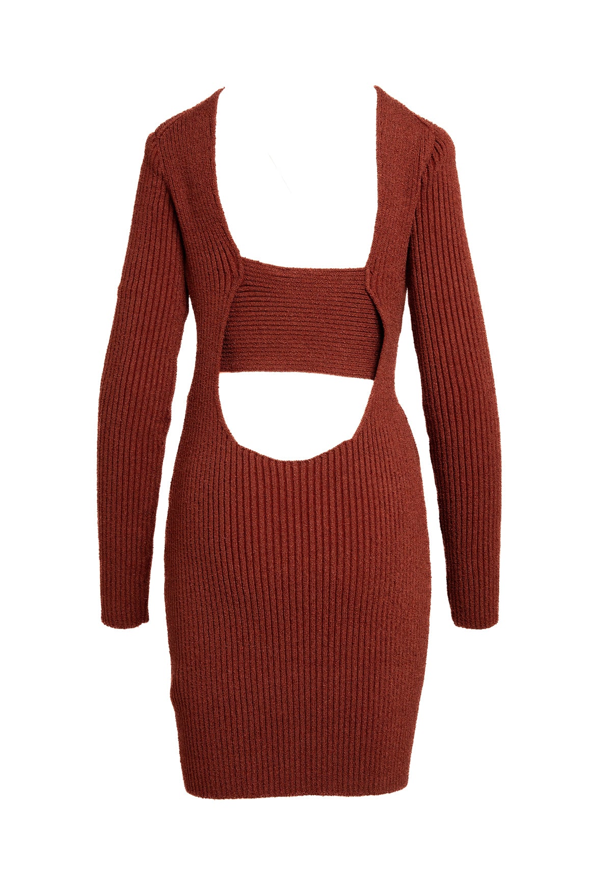 BOTTEGA VENETA Rust Ribbed Knit Silk Dress (Sz. 38/2)