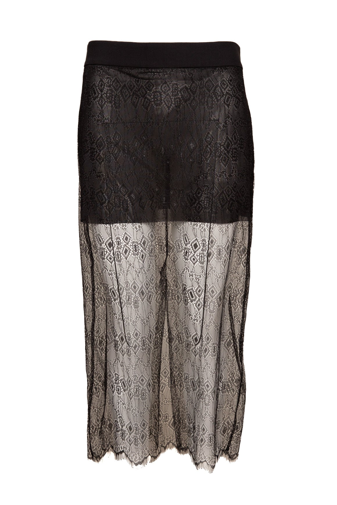THE FRANKIE SHOP Black Lace Sheer Midi Skirt (Sz. M)