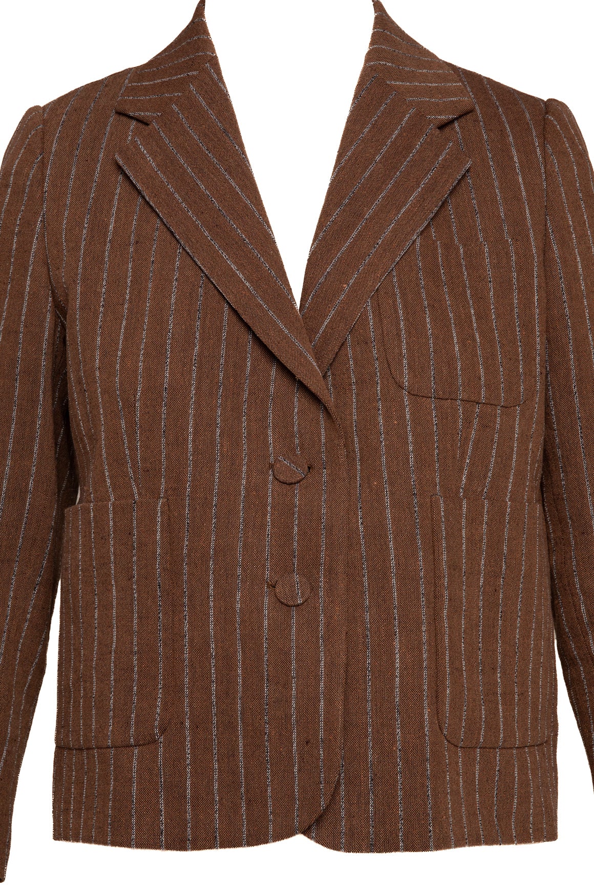 DRIES VAN NOTEN Tan Pinstripe Crop Blazer (Sz. 36/4)