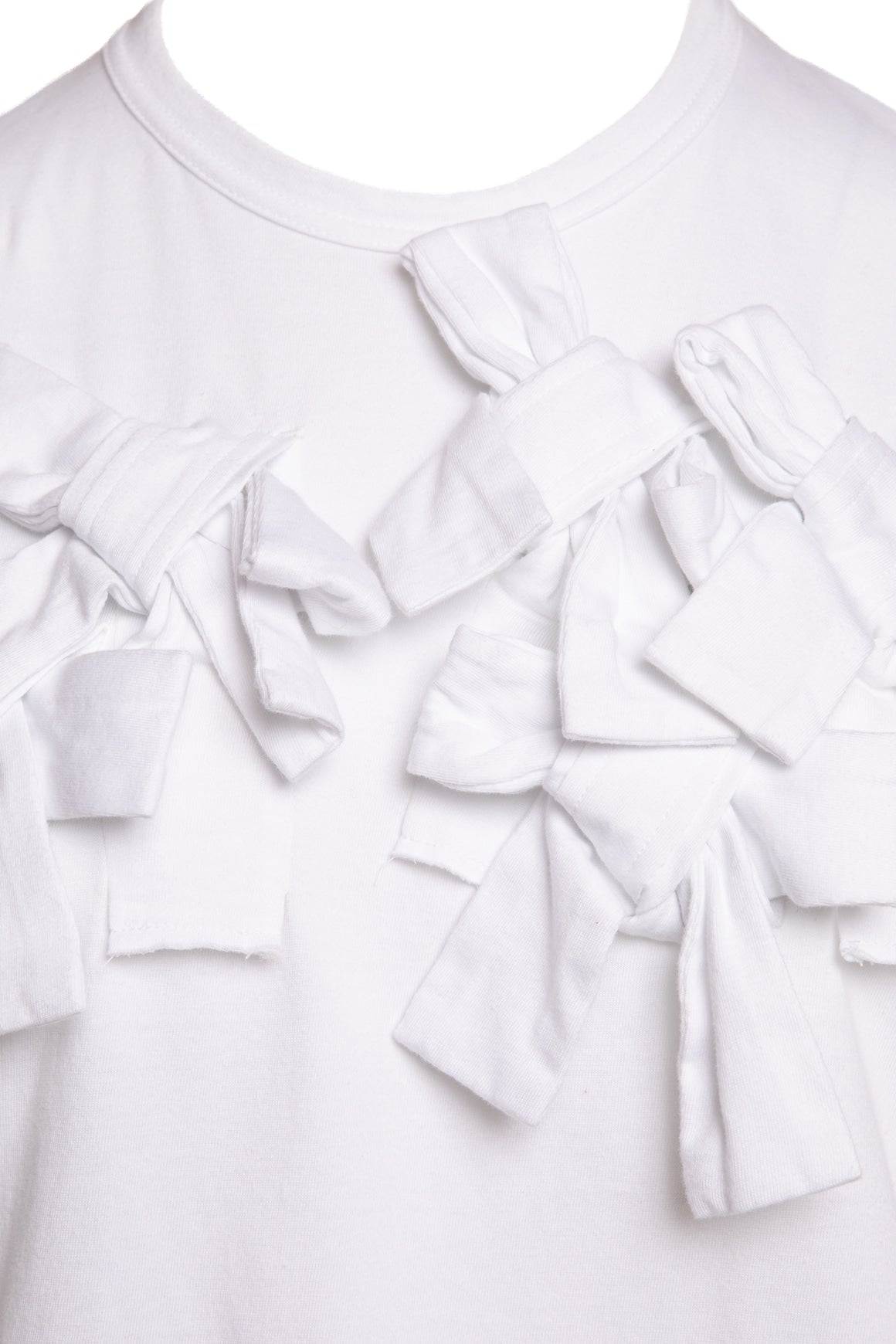 COMME DES GARCONS White Bow Embellished Tee Shirt (Sz. S)