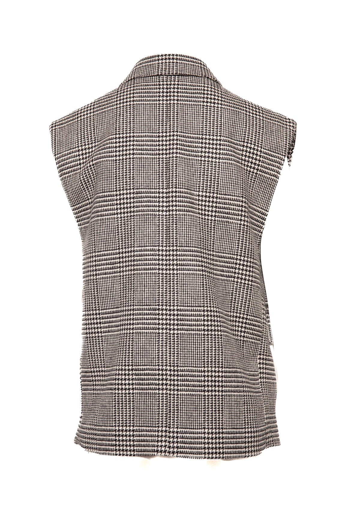 MIU MIU Black & White Houndstooth Gold Button Vest (Sz.S)