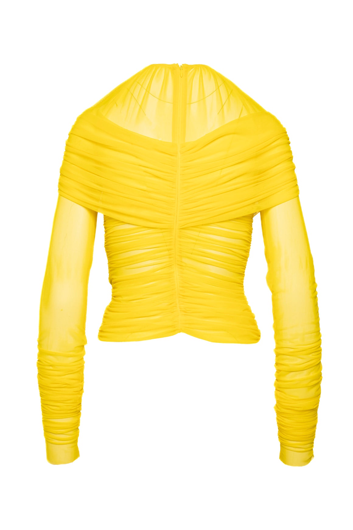 DOLCE & GABBANA Yellow Sheer Ruched Long Sleeve Top (Sz. 4)