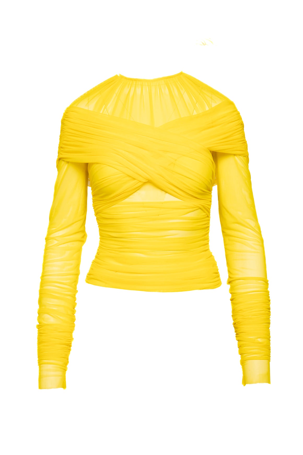 DOLCE & GABBANA Yellow Sheer Ruched Long Sleeve Top (Sz. 4)