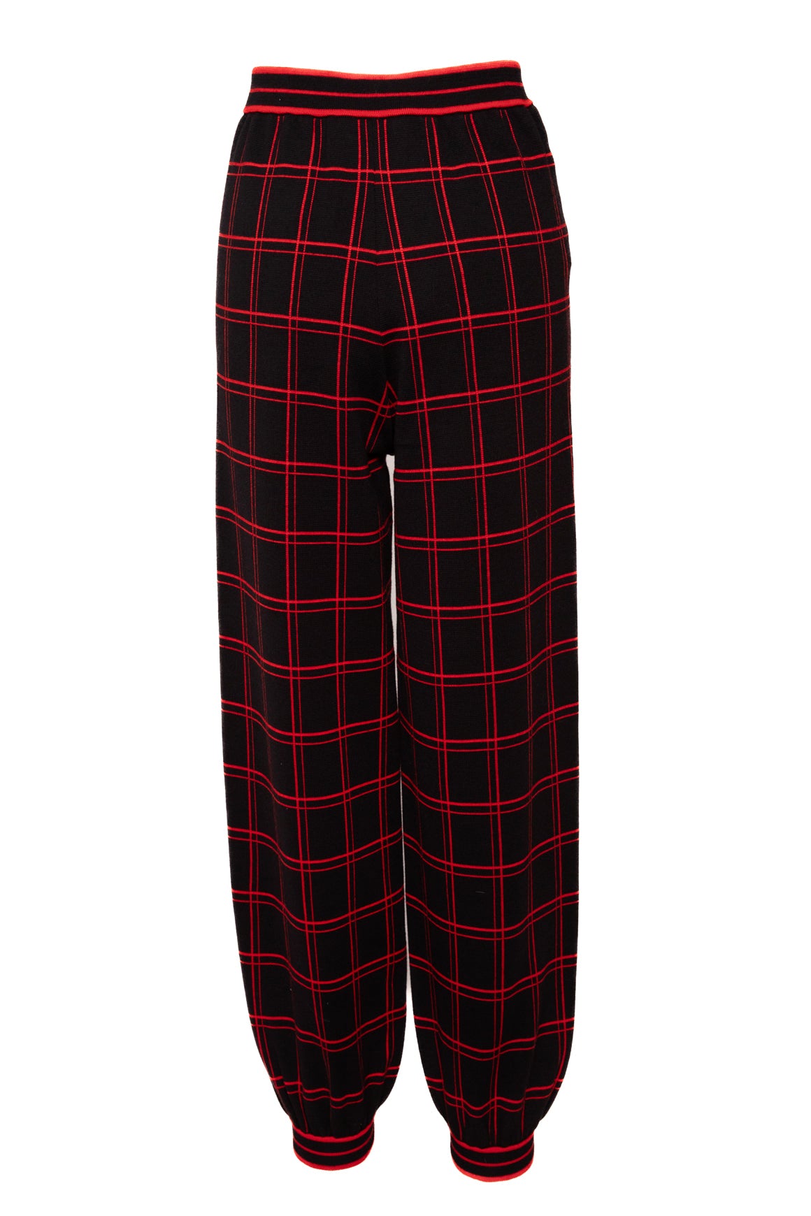 GUCCI Black & Red Grid Pattern Cuffed Ankle Knit Pant (Sz. XS)