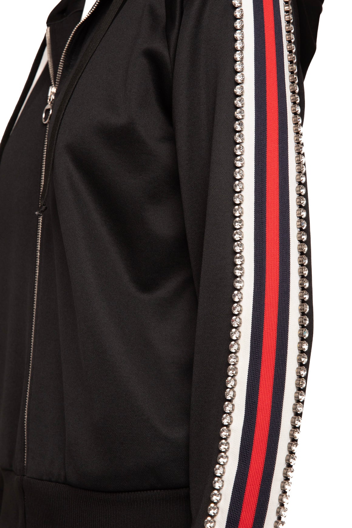GUCCI Black Rhinestone Detail Zip-Up Sporty Jacket (Sz. XS)