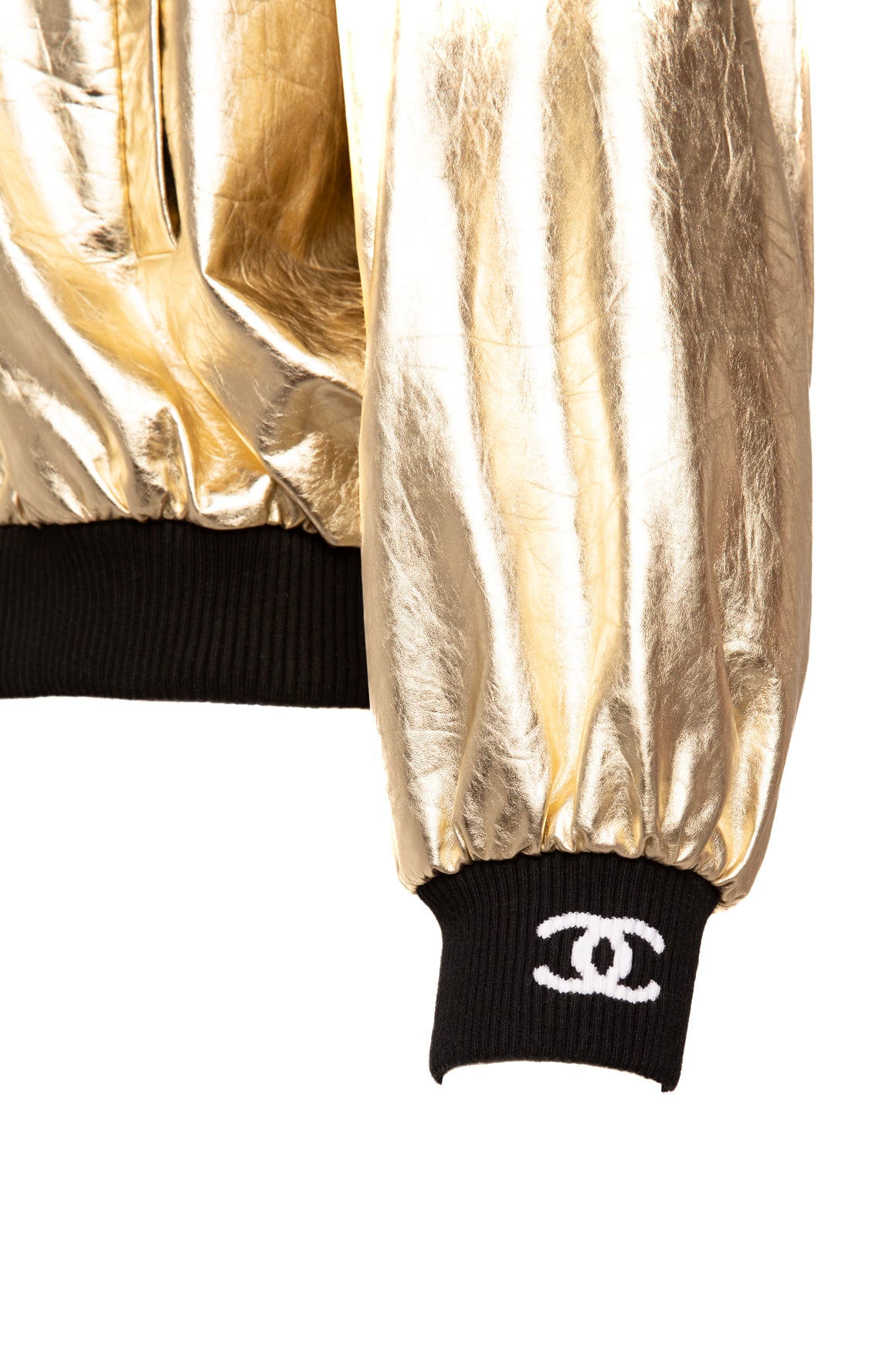 CHANEL Gold Leather Monte Carlo Bomber Jacket (Sz. XS)