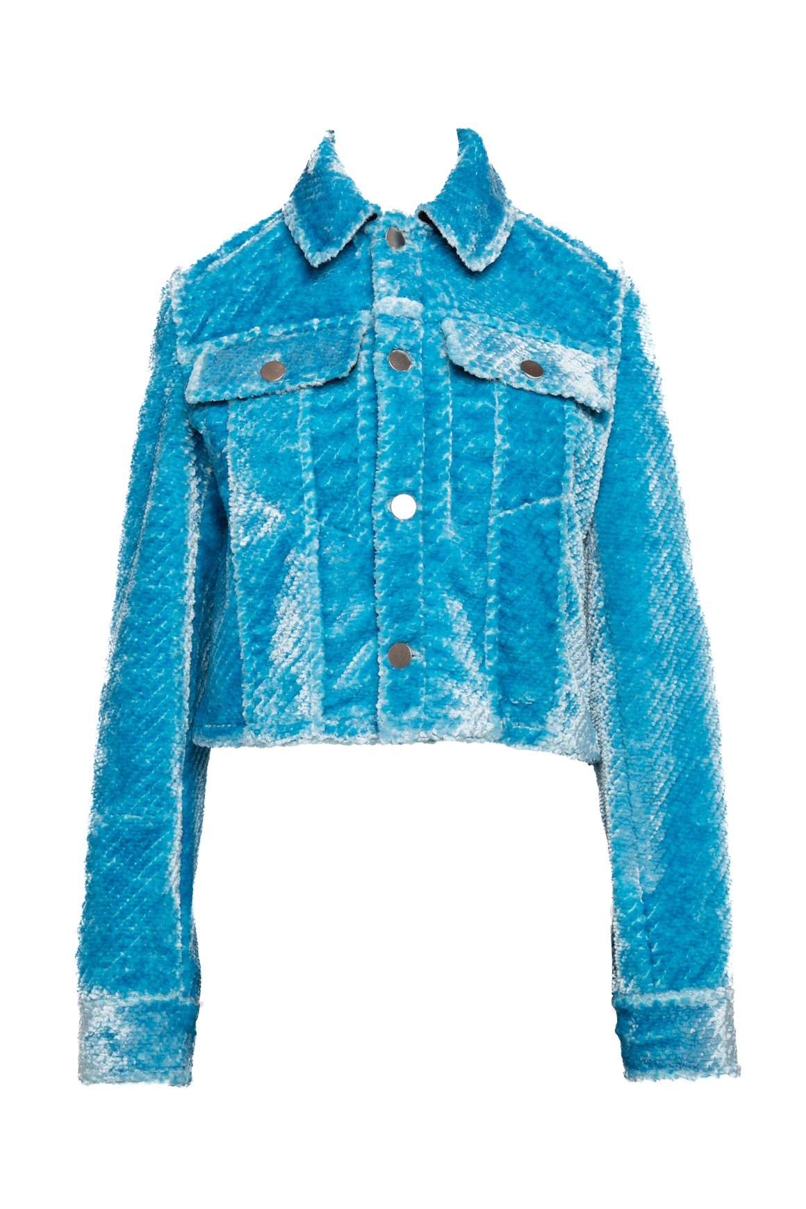 BOTTEGA VENETA Blue Chenille Crop Jacket (Sz.44/8)