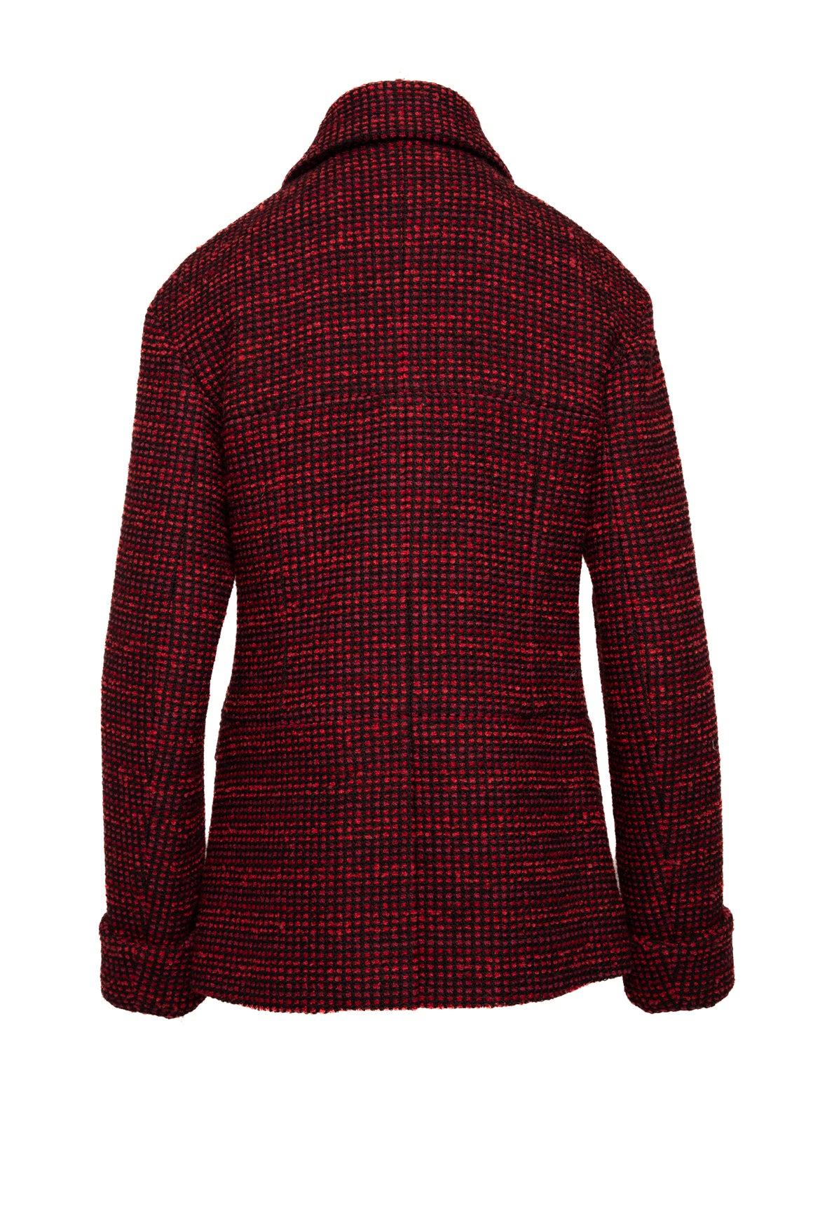 CHANEL Red & Black Double Breasted Tweed Wool Coat (Sz.38/2)