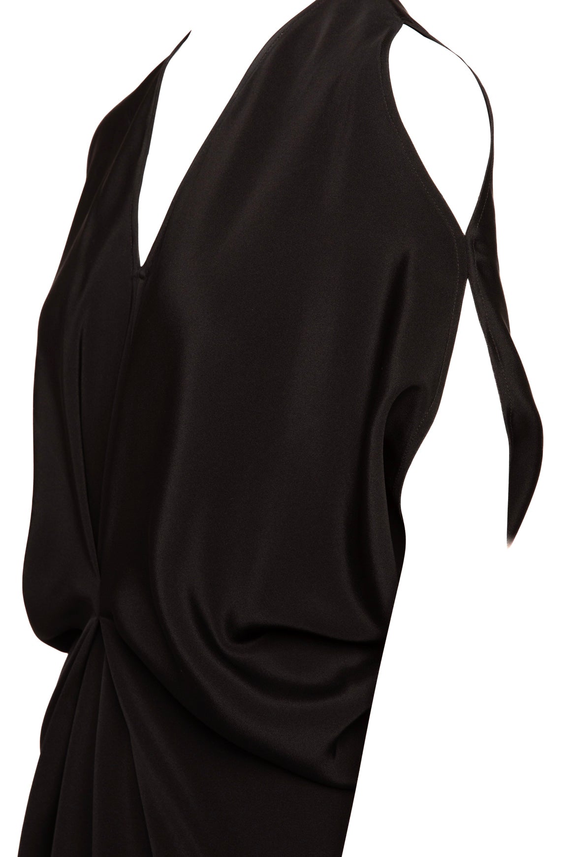 ZERO MARIA CORNEJO Black Satin Long Miu Dress (Sz. 4)