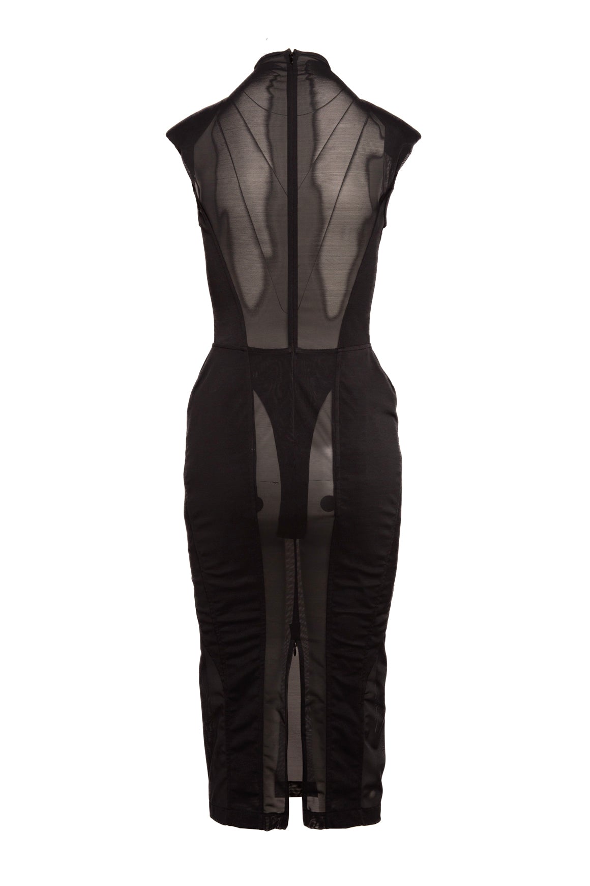 ALAIA Black Mesh Mock Neck Body-con Dress (Sz .0)