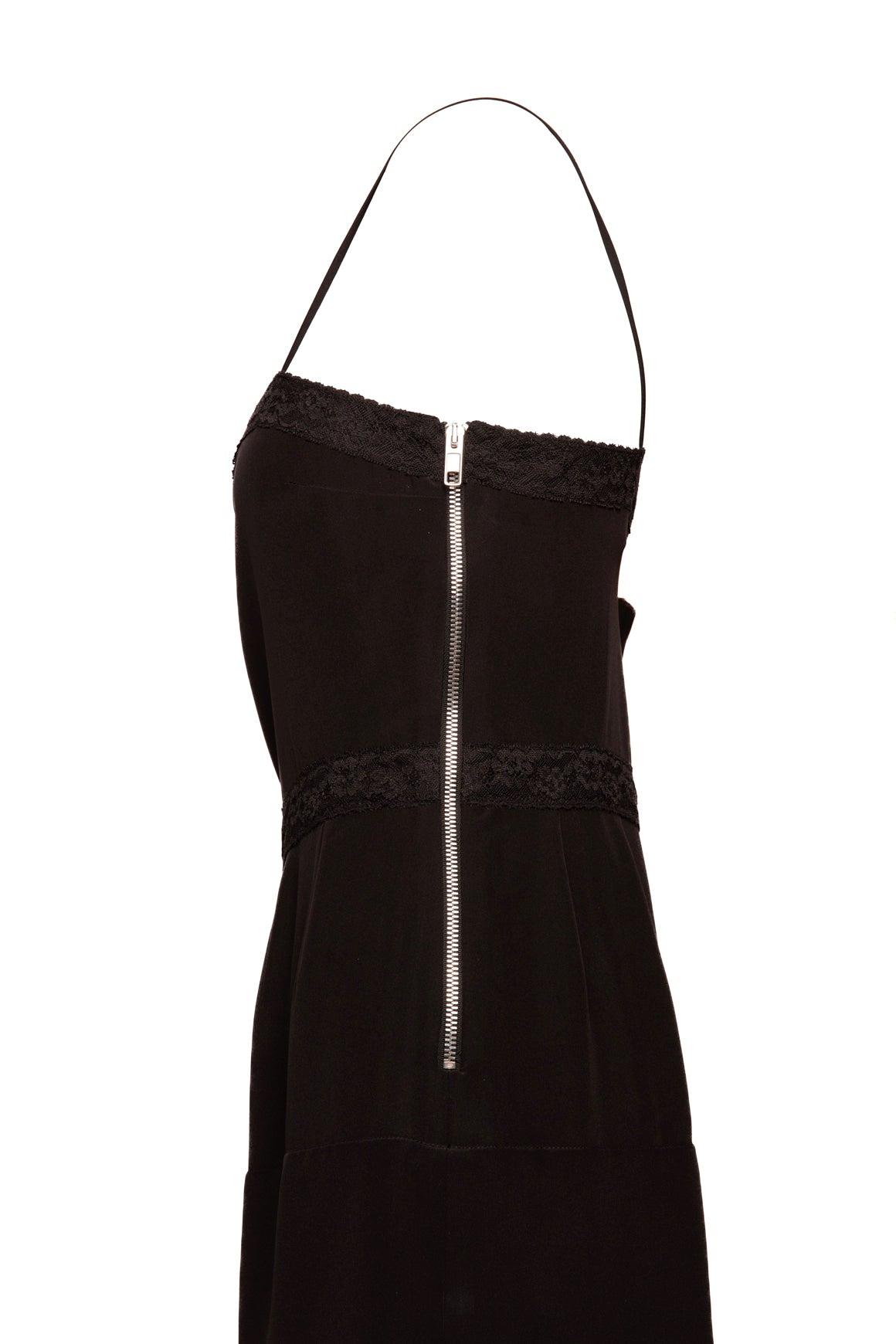 GUCCI Black Silk Lace Detail Back Split Maxi Dress (Sz. 8)