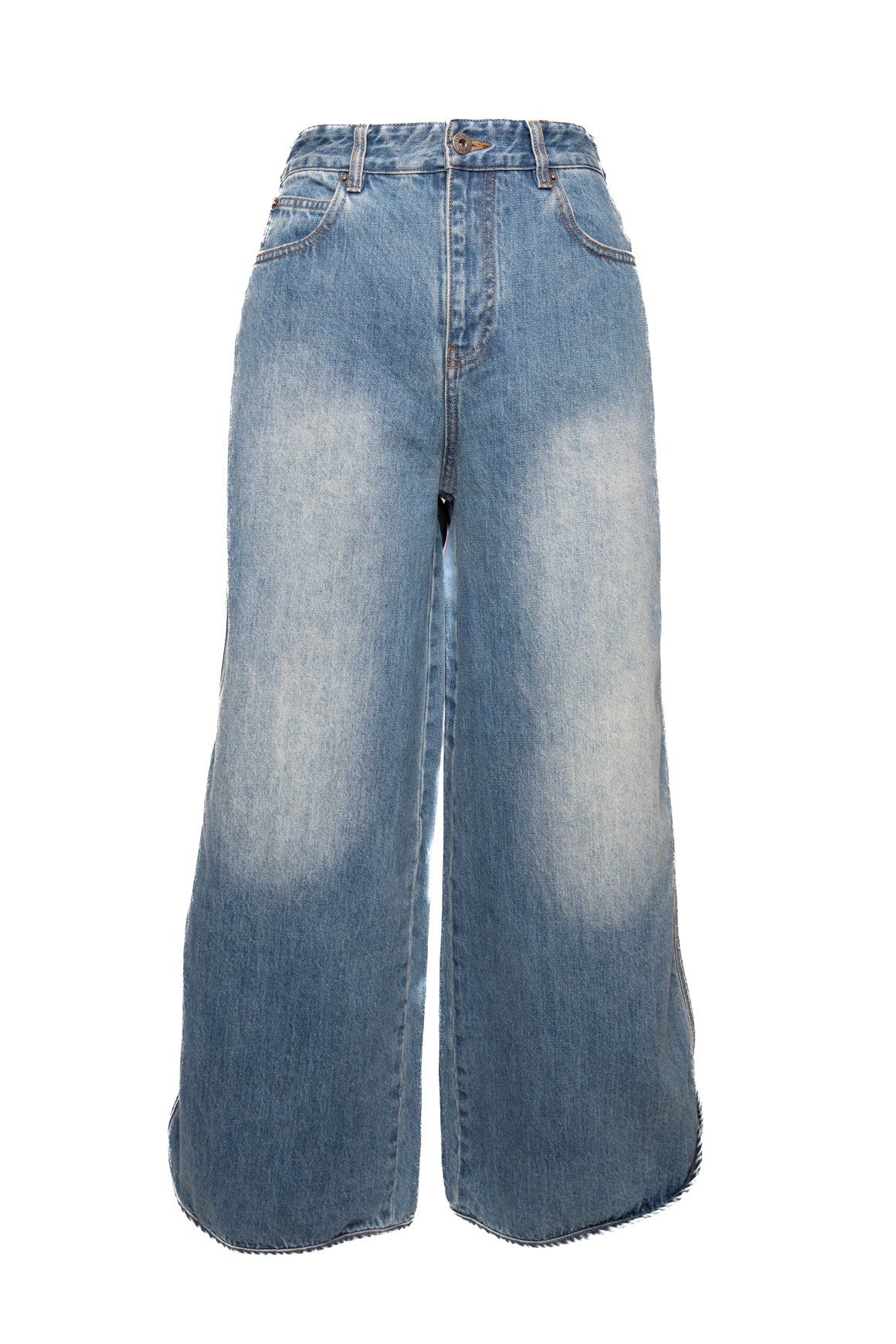 LOEWE Mid Wash Wide Leg Scallop Hem Jeans (Sz. 2)