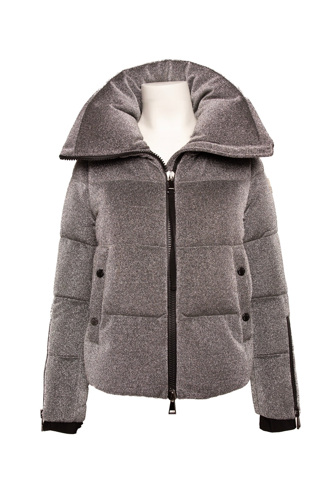 MONCLER Lurex Crop Puffer Jacket (Sz. 0)