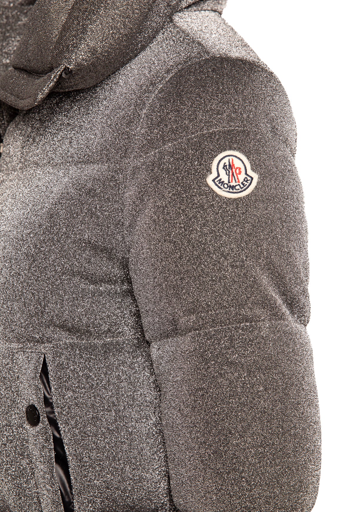 MONCLER Lurex Crop Puffer Jacket (Sz. 0)