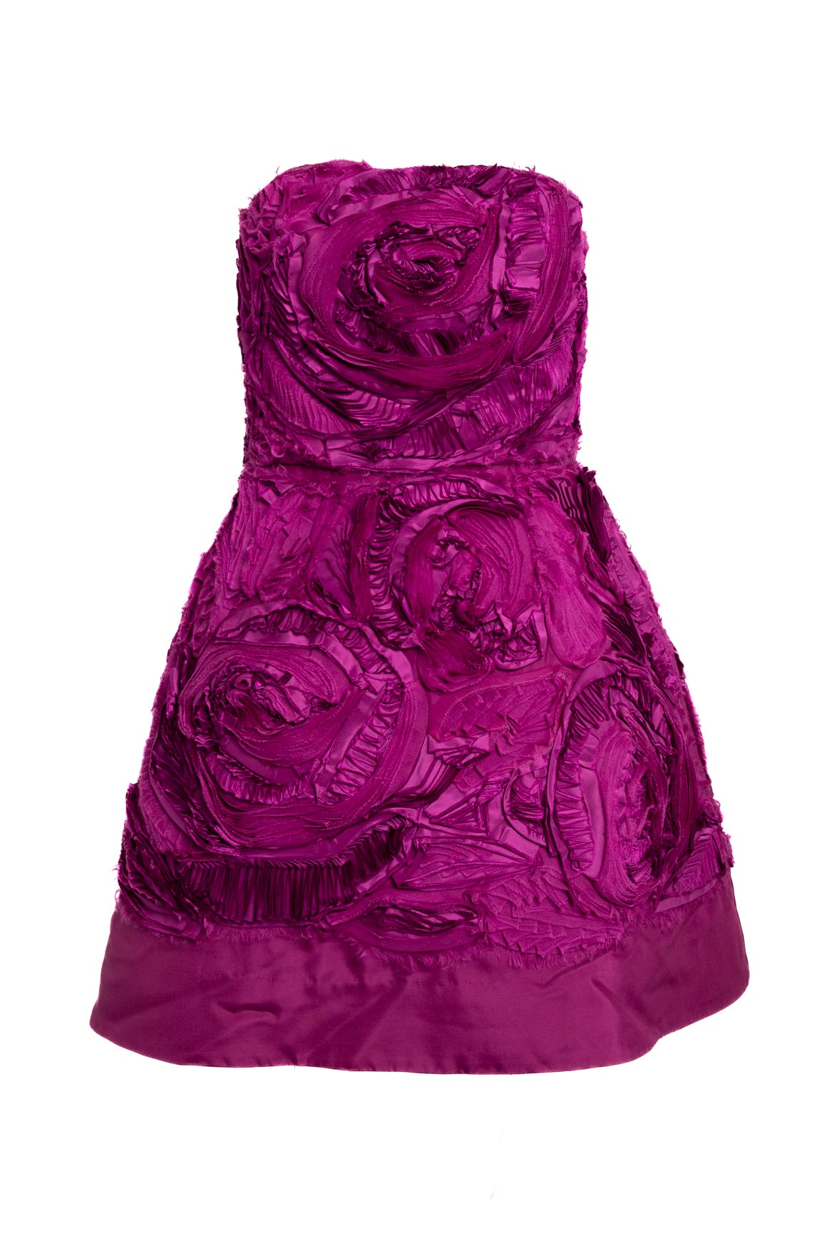 OSCAR DE LE RENTA Magenta Floral Applique Mini Dress (Sz.S)
