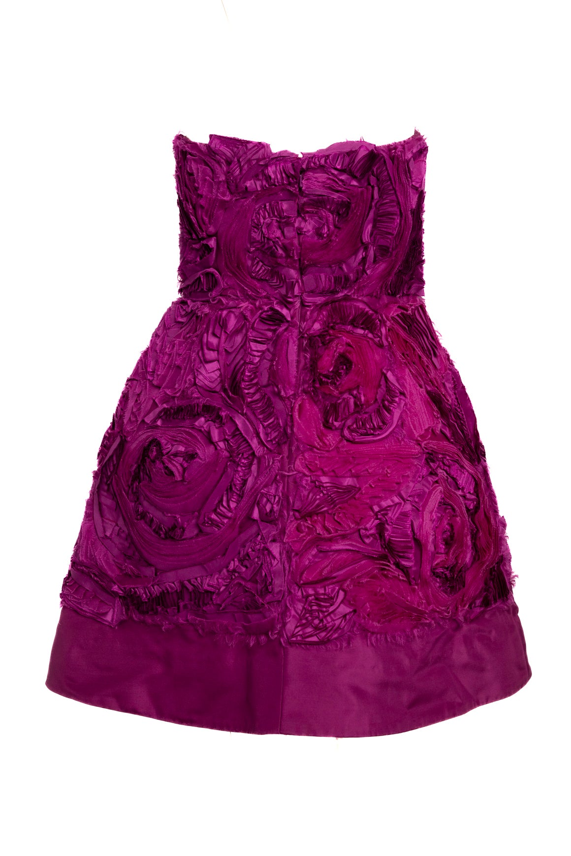 OSCAR DE LE RENTA Magenta Floral Applique Mini Dress (Sz.S)