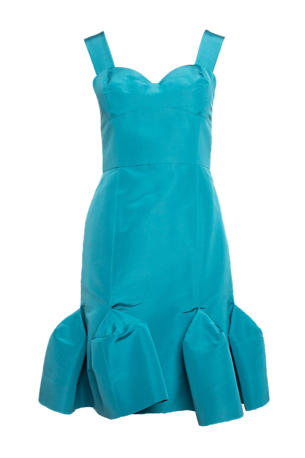 OSCAR DE LE RENTA Ocean Blue Satin Mermaid Midi Dress (Sz.8)