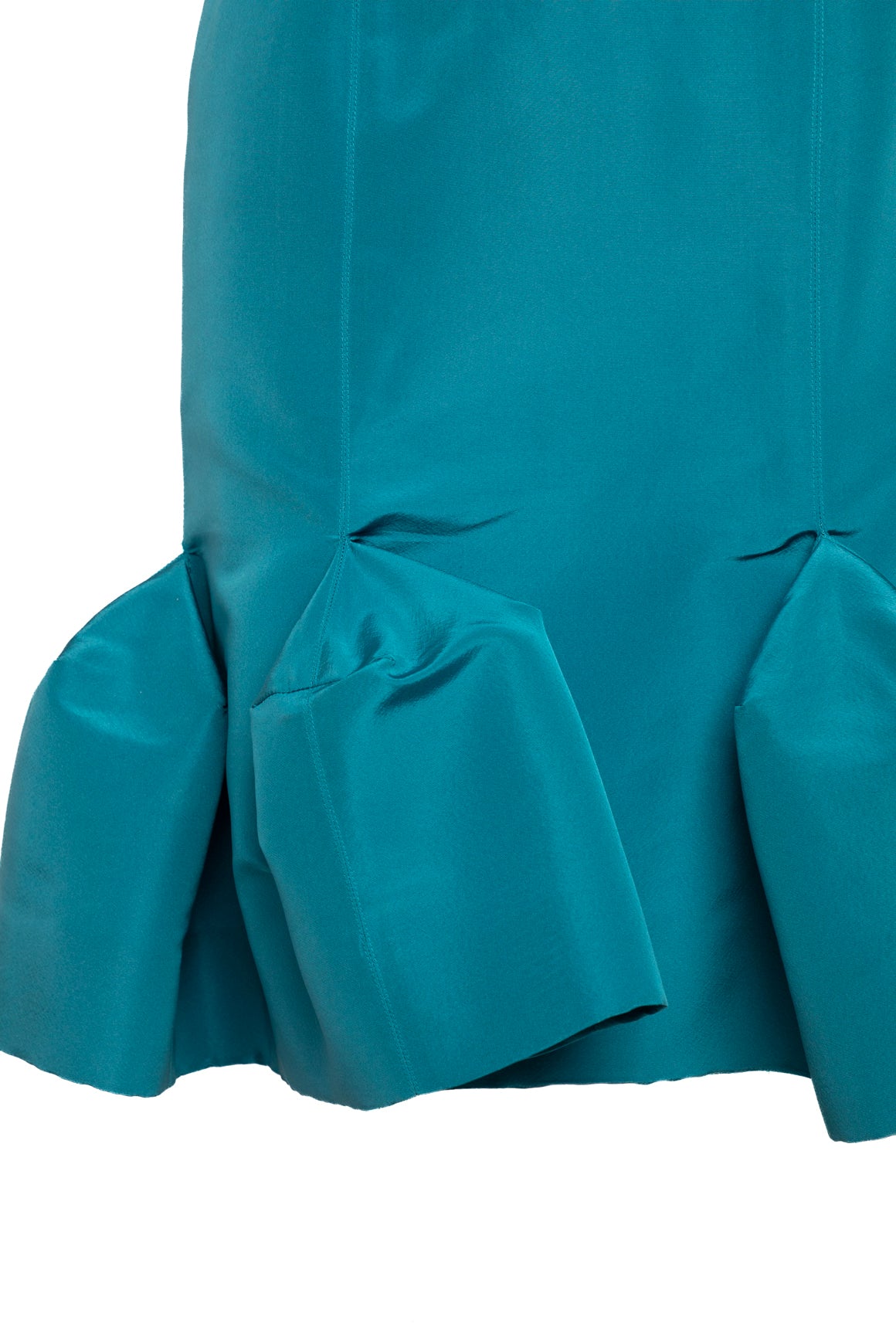 OSCAR DE LE RENTA Ocean Blue Satin Mermaid Midi Dress (Sz.8)