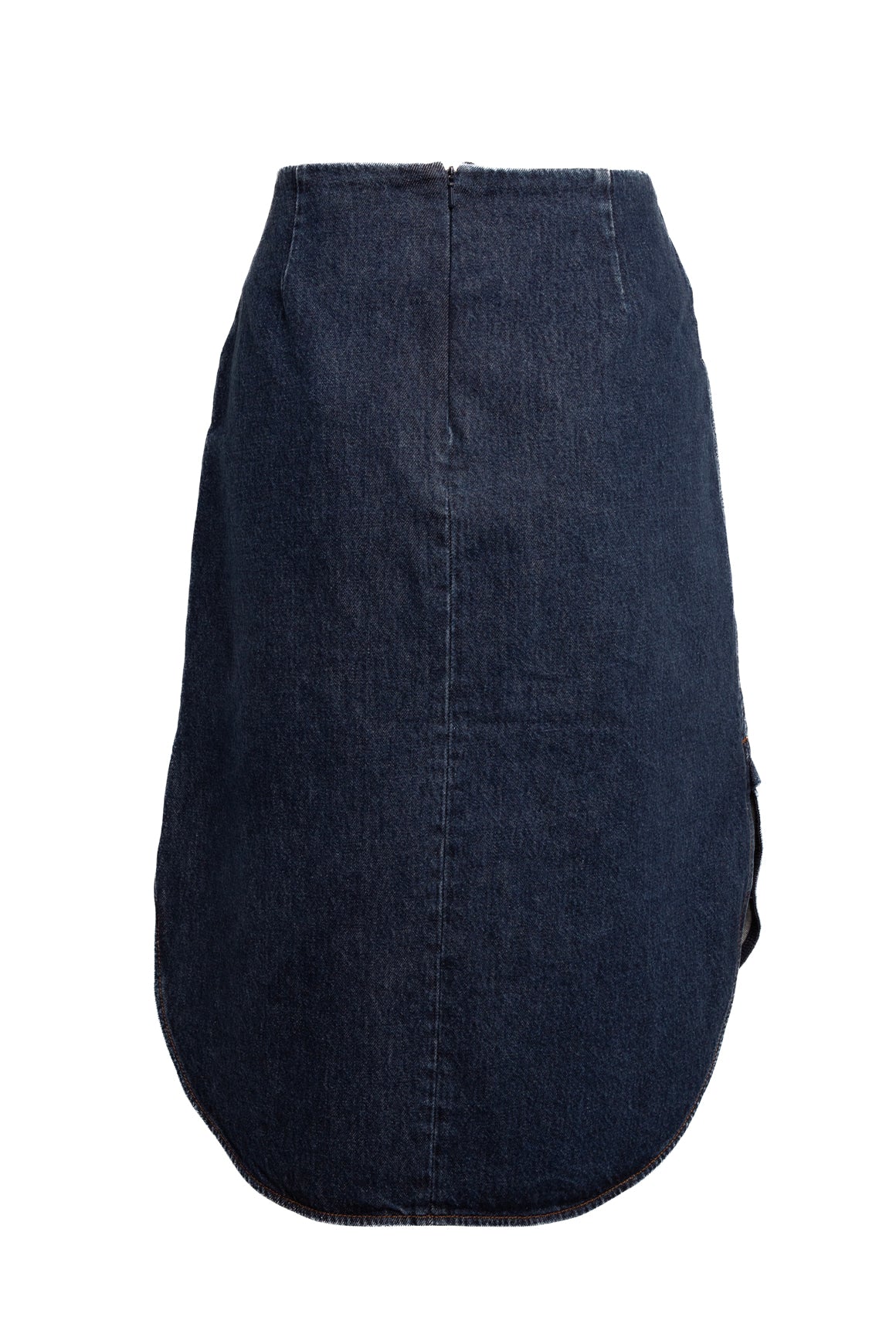 TOTEME Indigo Scallop Hem Denim Midi Skirt (Sz.36/0)