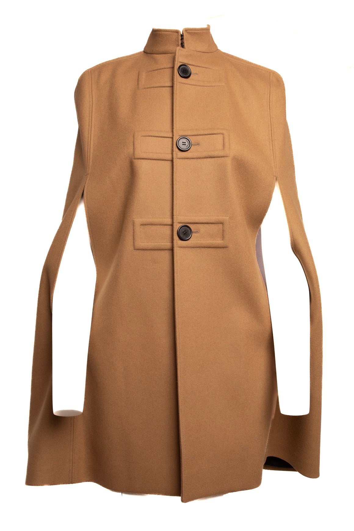 SAINT LAURENT Wool Longline Cape (Sz. 38/2)