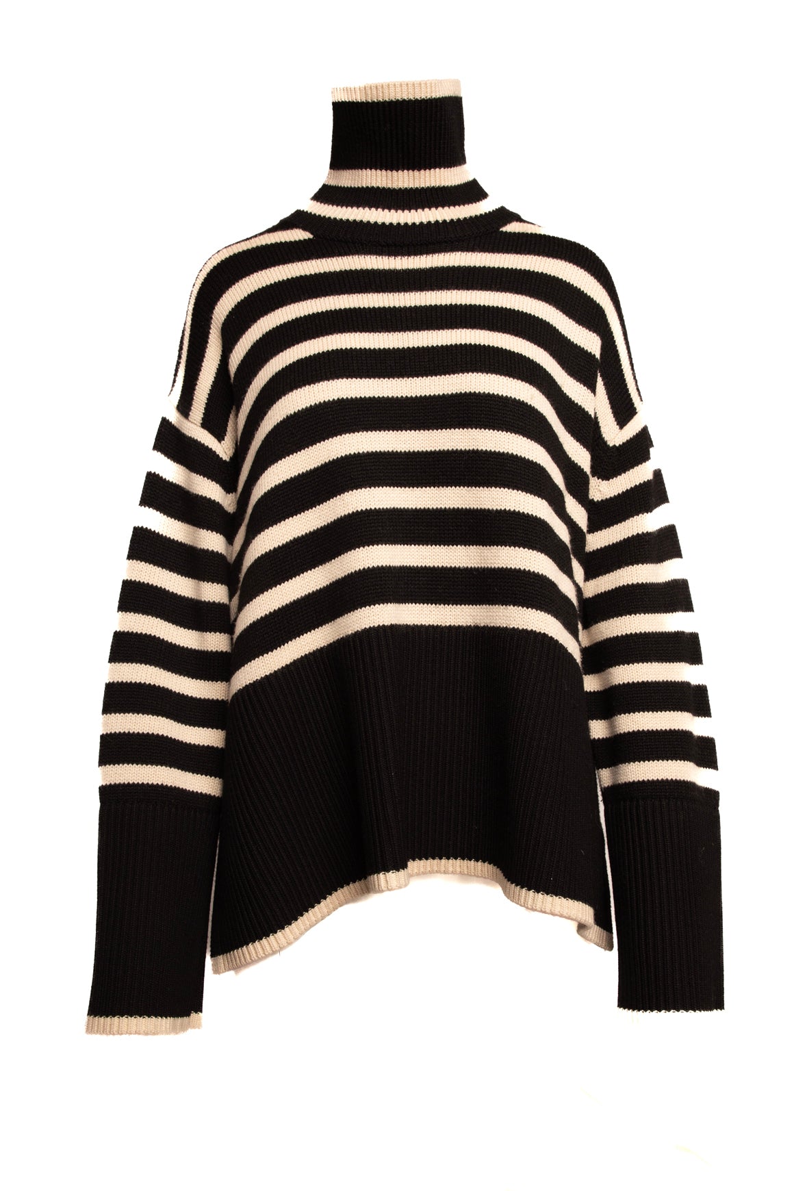 TOTEME Black & Cream Turtleneck Boxy Sweater (Sz.M)