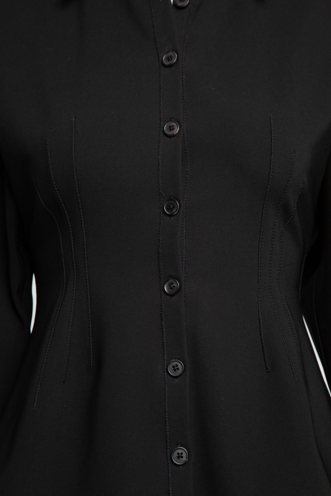 KALLMEYER Black Wide Sleeve Fitted Button Blouse (Sz.6)