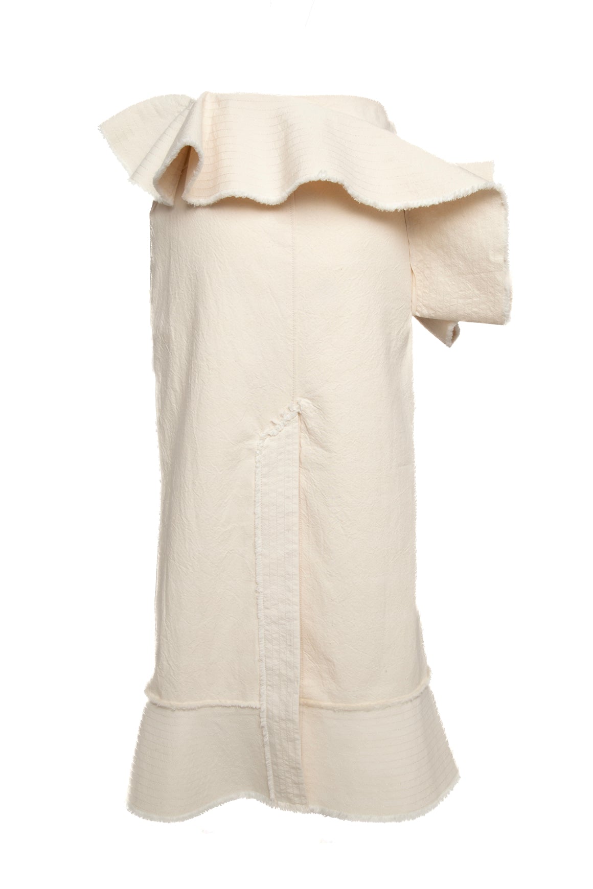 JACQUEMUS Cream Canvas Ruffle Maxi Skirt (Sz.40/6)