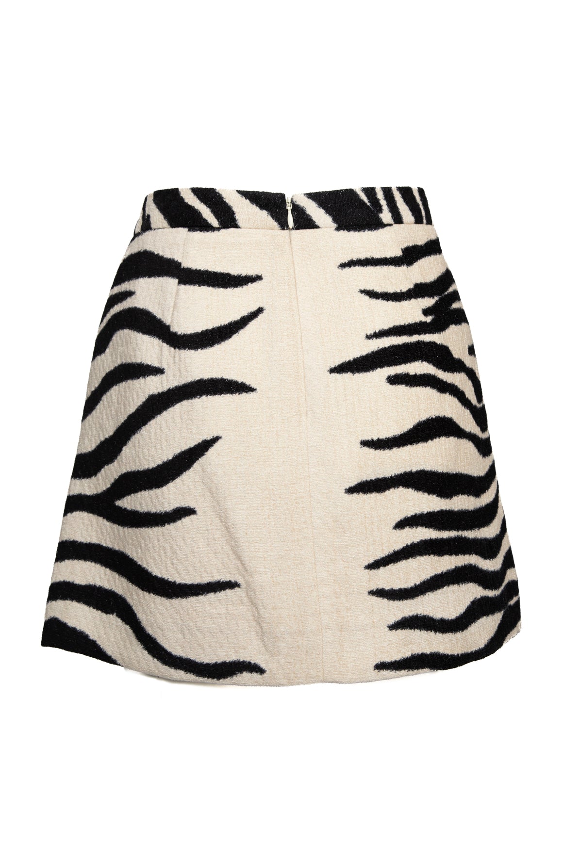 DRIES VAN NOTEN Black & Cream Zebra Striped Mini Skirt (Sz. 6)