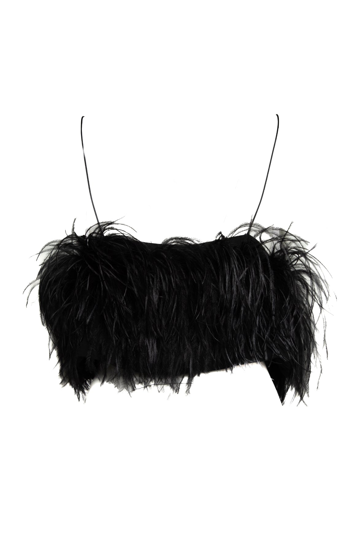 16ALRINGTON Blk Crop Ostrich Feather Tank (Sz. 10)