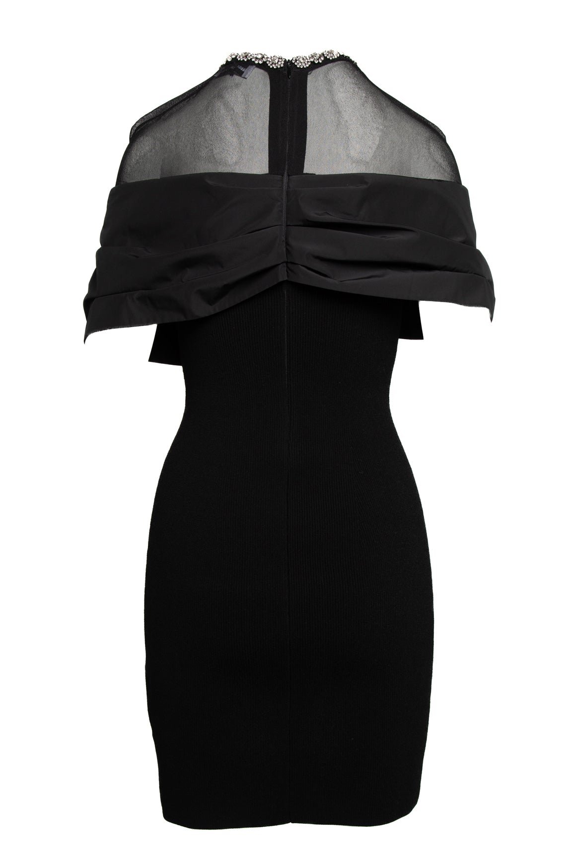 REBECCA VALLANCE Black Mesh & Crystal Mini Dress (Sz.S)