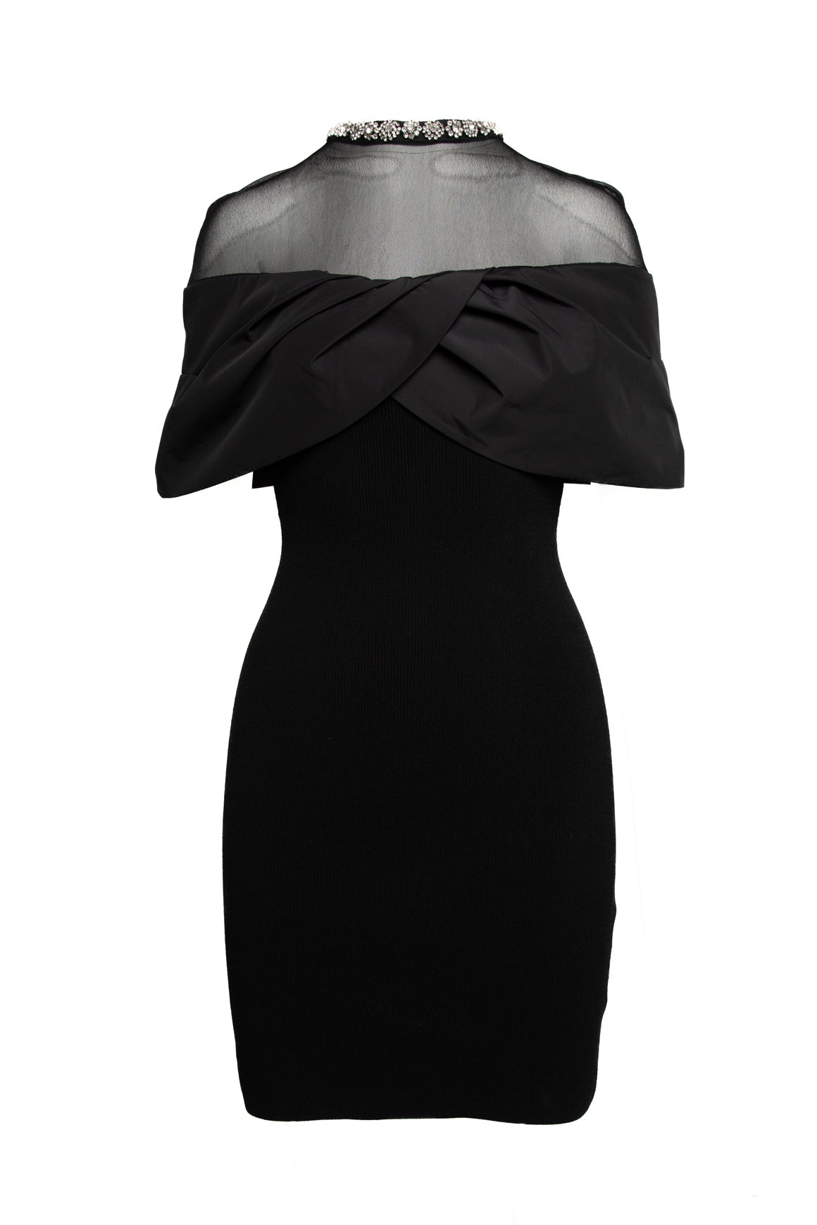 REBECCA VALLANCE Black Mesh & Crystal Mini Dress (Sz.S)