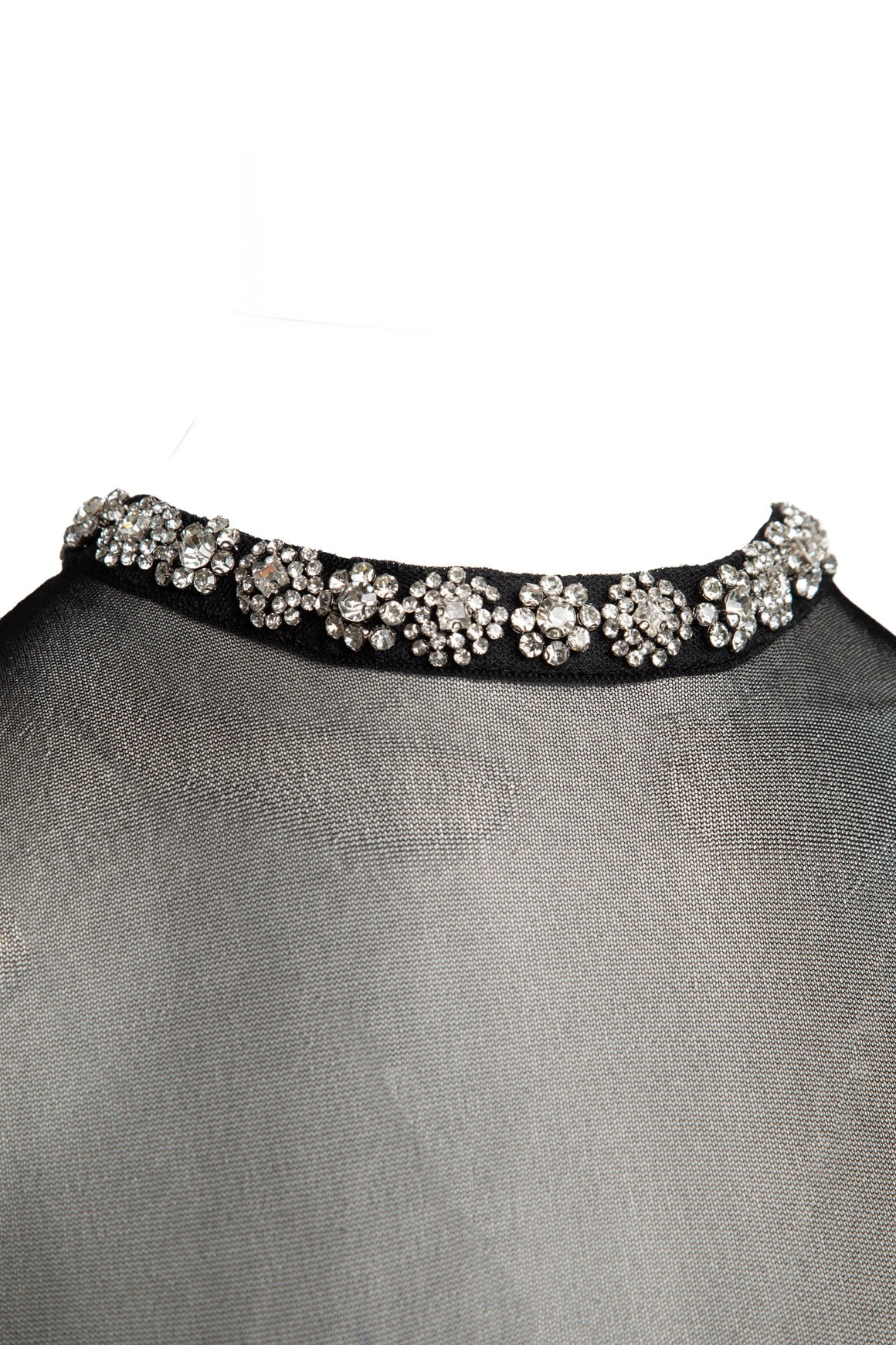 REBECCA VALLANCE Black Mesh & Crystal Mini Dress (Sz.S)