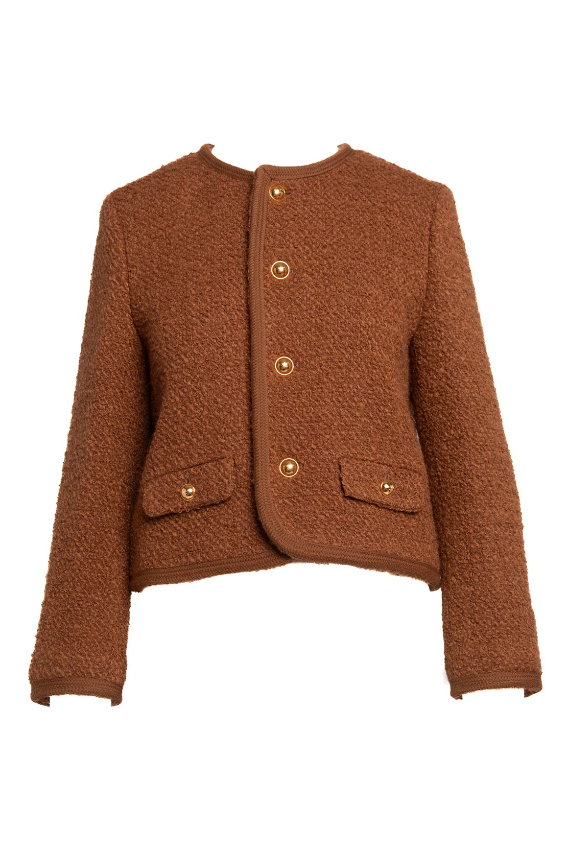 CELINE Brown Tweed Wool Cropped Jacket (Sz.40/8)