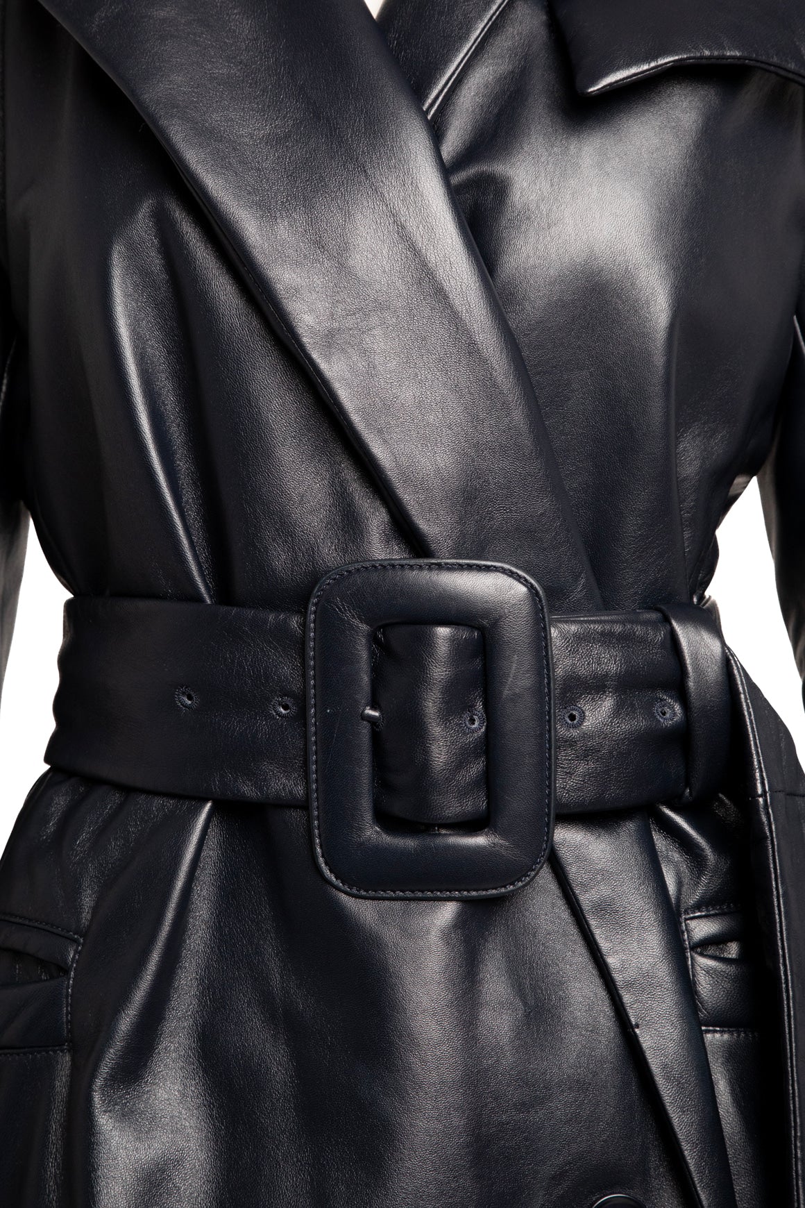 PROENZA SCHOULER Navy Leather Trench Coat (Sz. 4)