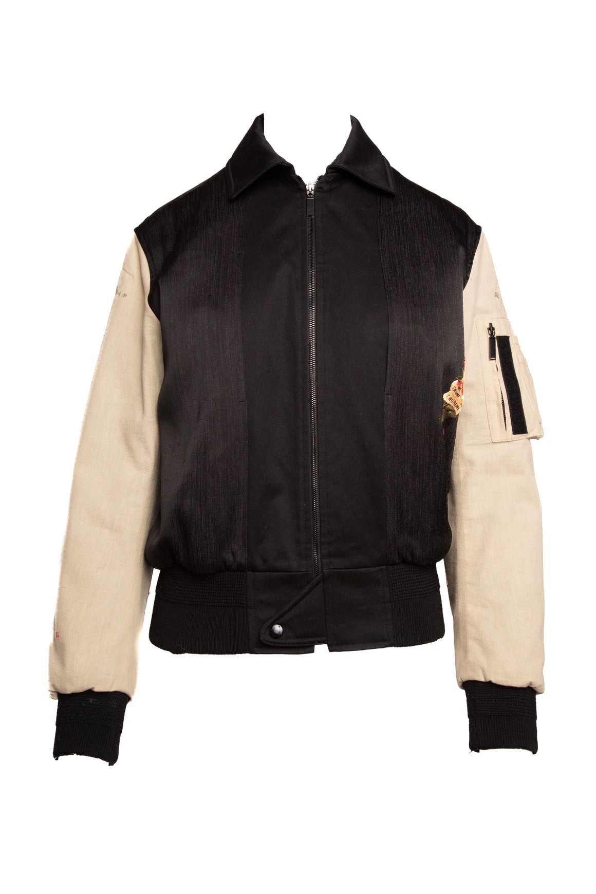 SAINT LAURENT Tan & Black Bomber Jacket (Sz. 12)