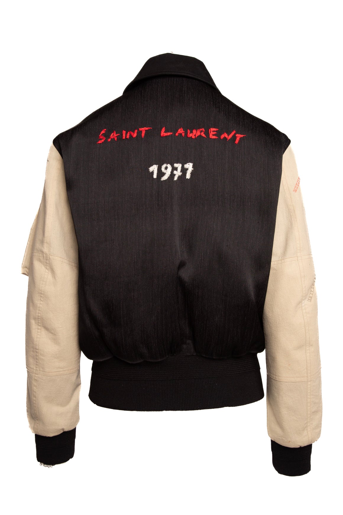 SAINT LAURENT Tan & Black Bomber Jacket (Sz. 12)