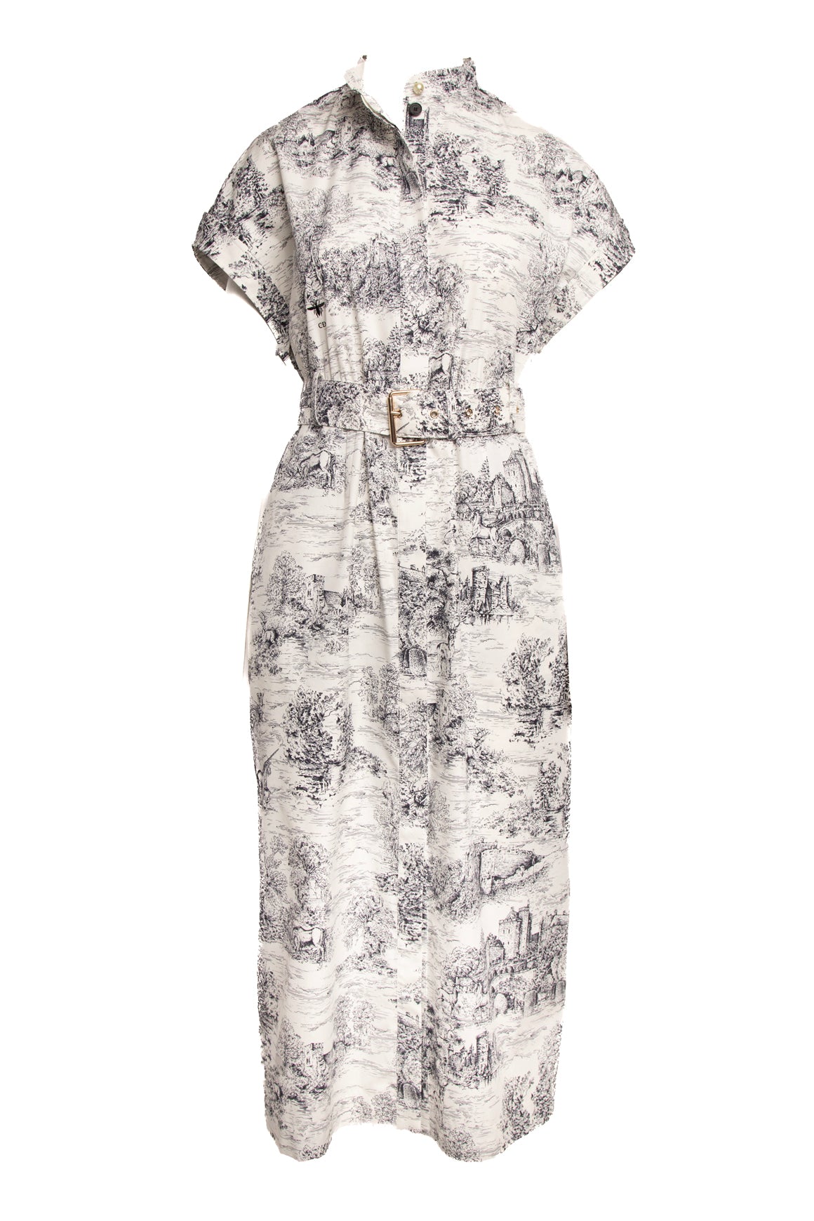 CHRISTIAN DIOR White Printed Midi Dress (Sz. 10)