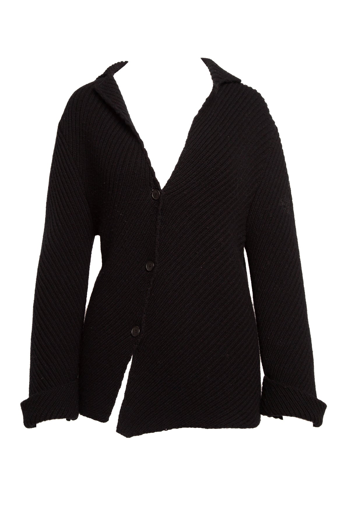 THE ROW Black Knit Fold Over Oversized Cardigan (Sz. S)