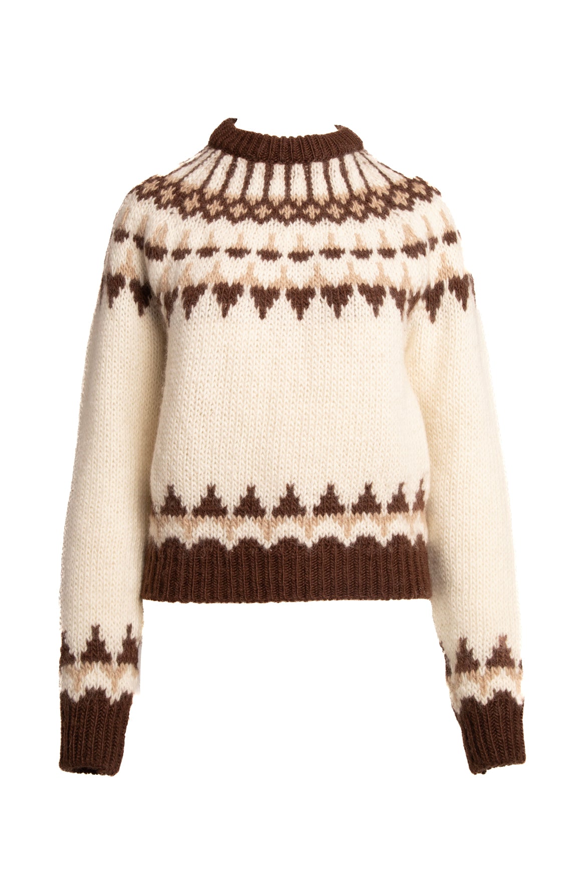 SAINT LAURENT Cream & Brown Mohair Sweater (Sz.XS)