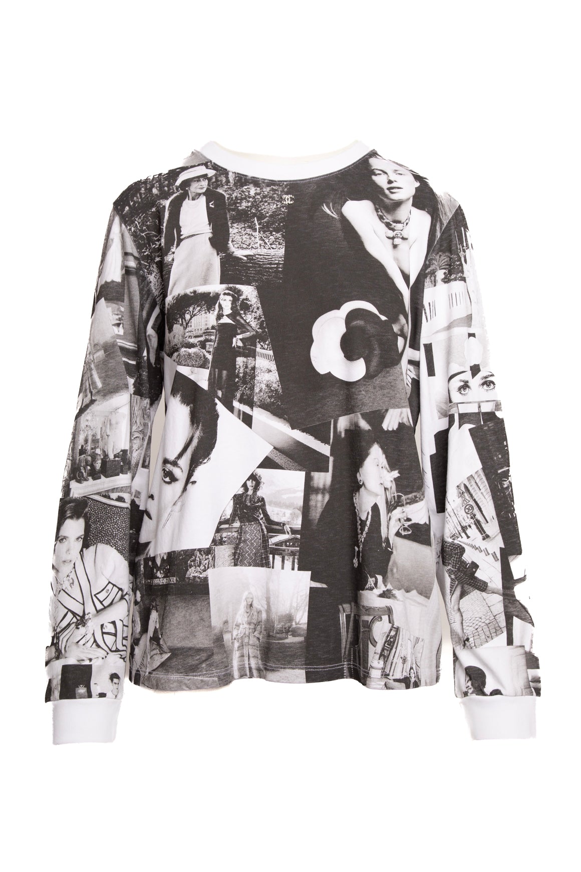 CHANEL Black & White Photo Collage Long Sleeve Top (Sz.S)