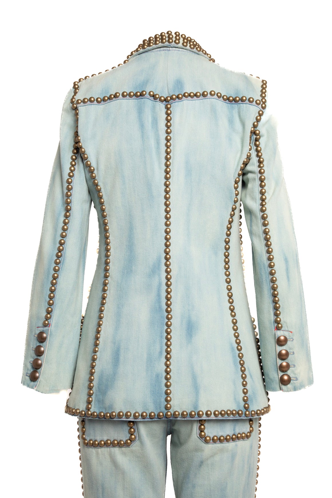 GUCCI Denim Studded Embroidery Detailed Suit (Sz.44/8)