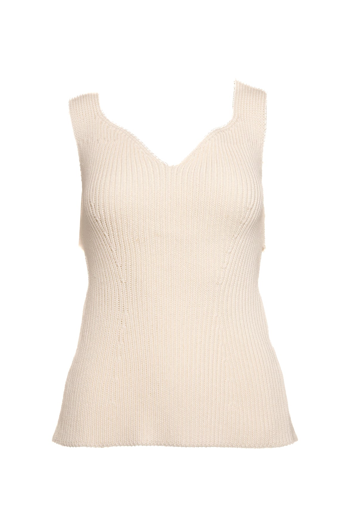 KHAITE Cream Knit Open-Back Tank Top (Sz. L)