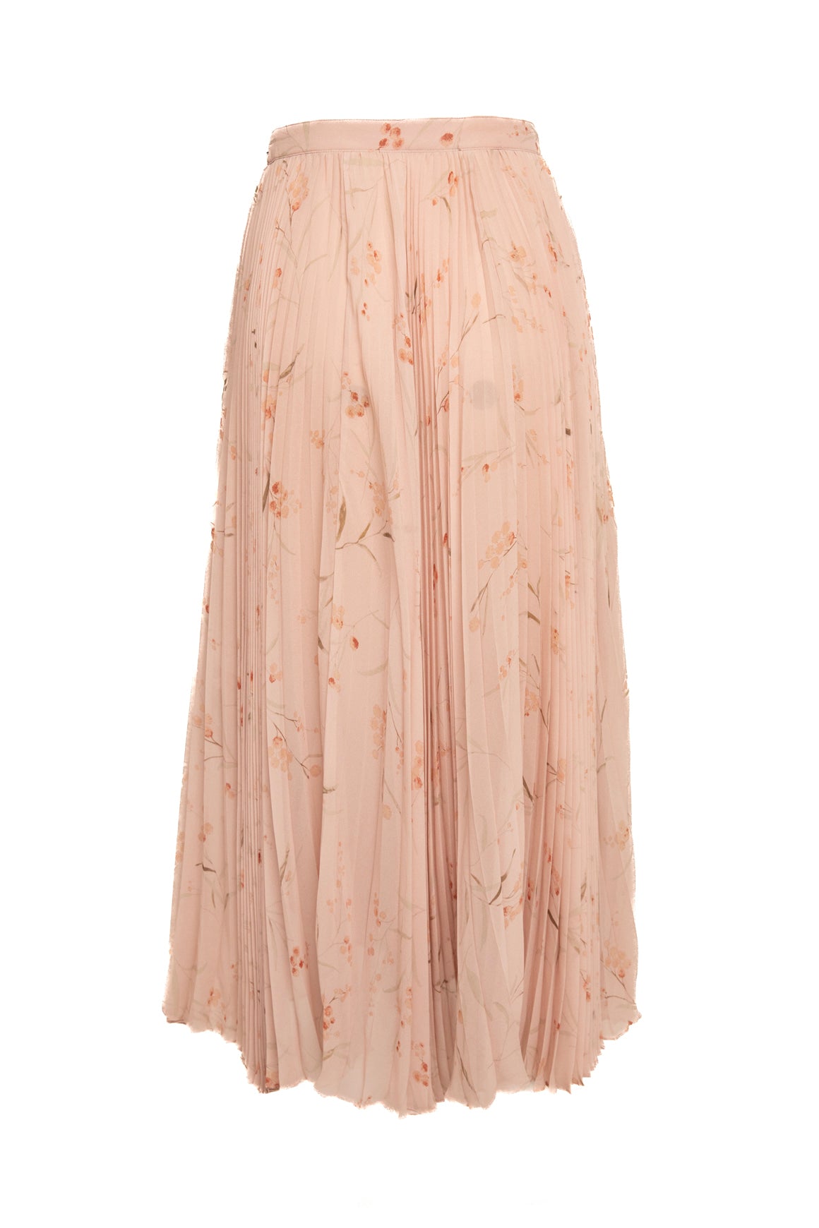 CELINE Light Pink Floral Pleated Midi Skirt (Sz.36/0)